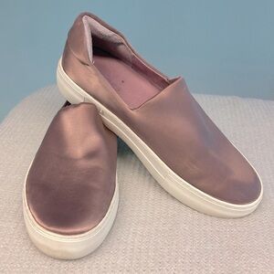 𝅺J SLIDE Sz 10 Dusty Pink Satin Fabric Slide Slip on Chunky Loafers  Sneakers